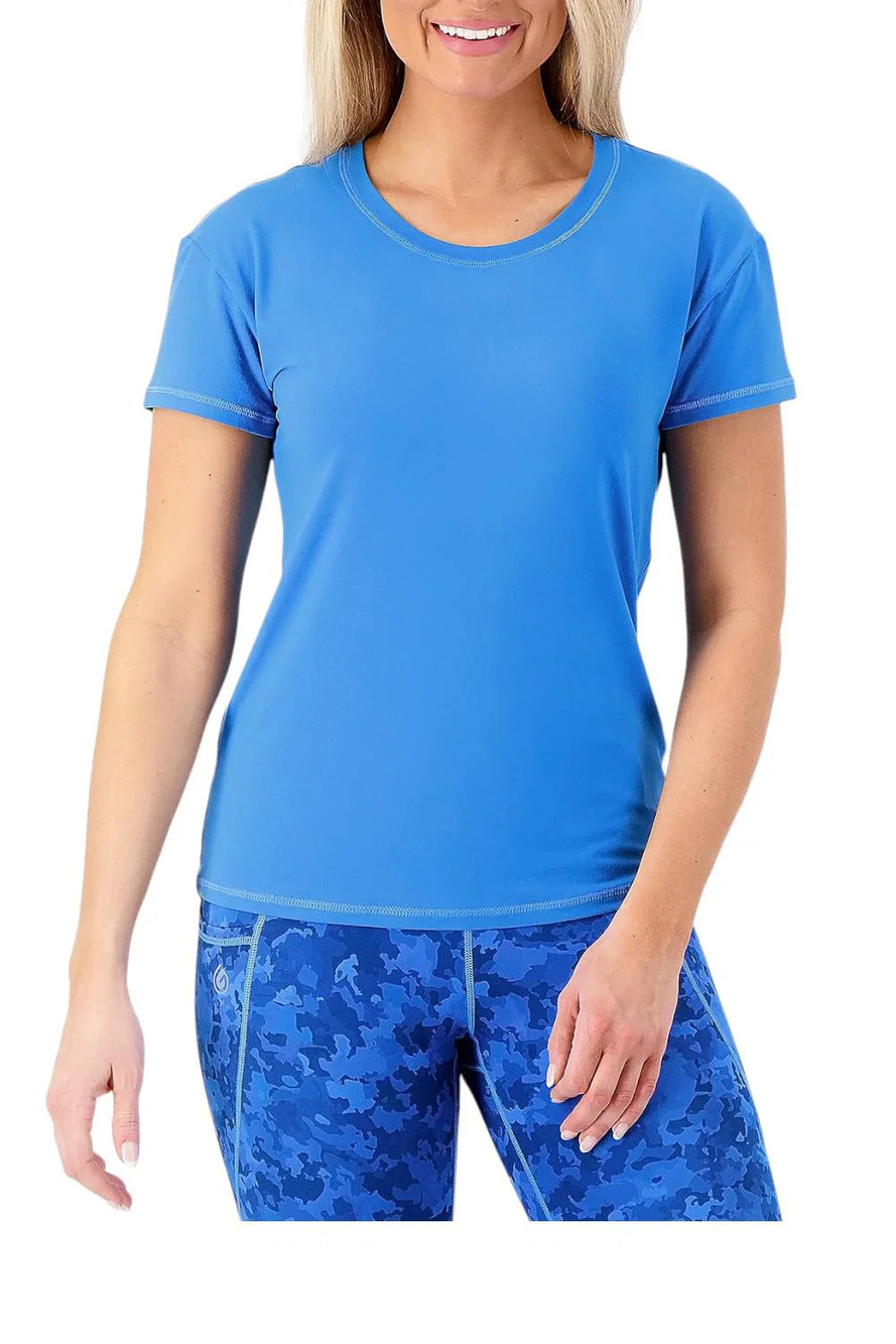 Gymwrap Women's Everyday Scoop Neck Tee with High-Low Hem Blue - Regular